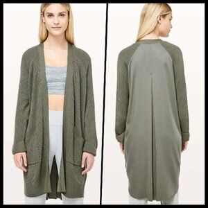 Lululemon Cashmere Long Cardigan Olive Green size 10 NEW